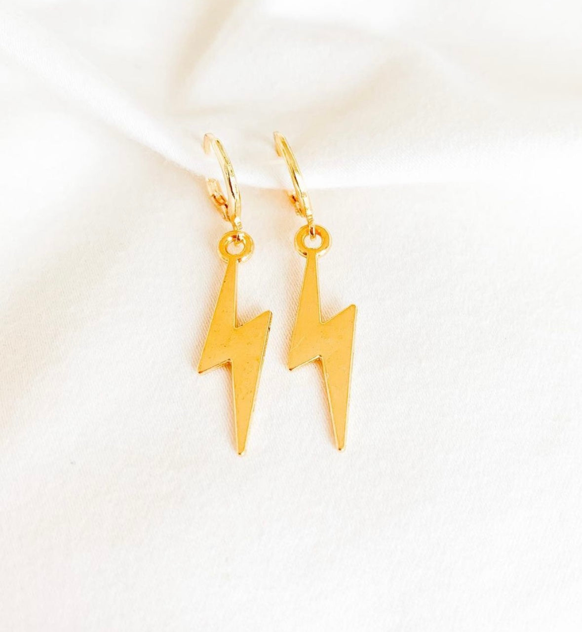 Gold Plated Brass Lightning Bolt Huggies