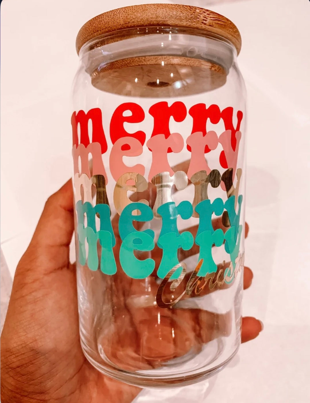 Merry Christmas Glass Cup