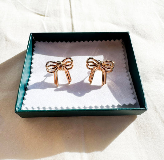 Gold Plated Bow Stud Earrings