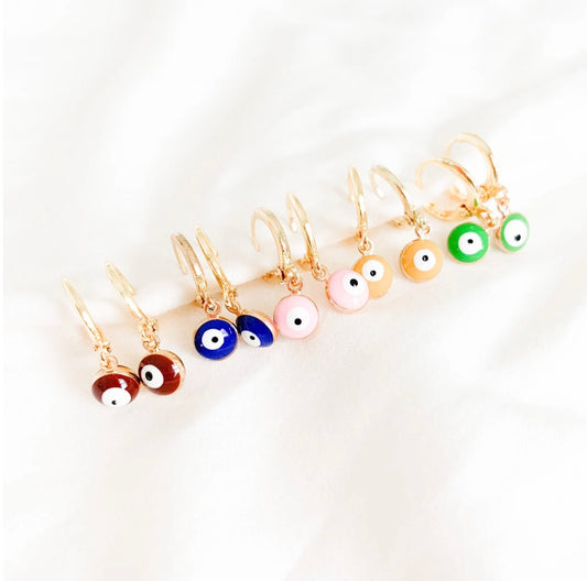 Gold Plated Evil Eye Huggies
