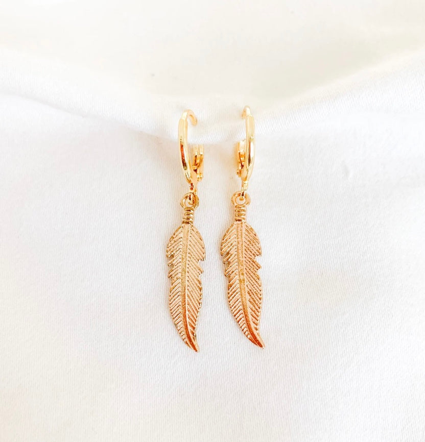 Gold Plated Feather Huggies